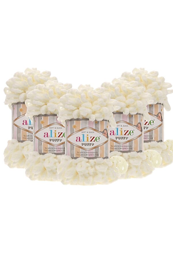 Alize 5 fire de tricotat manual pufoase - 62 pachet de 5 - 62 cremă ...