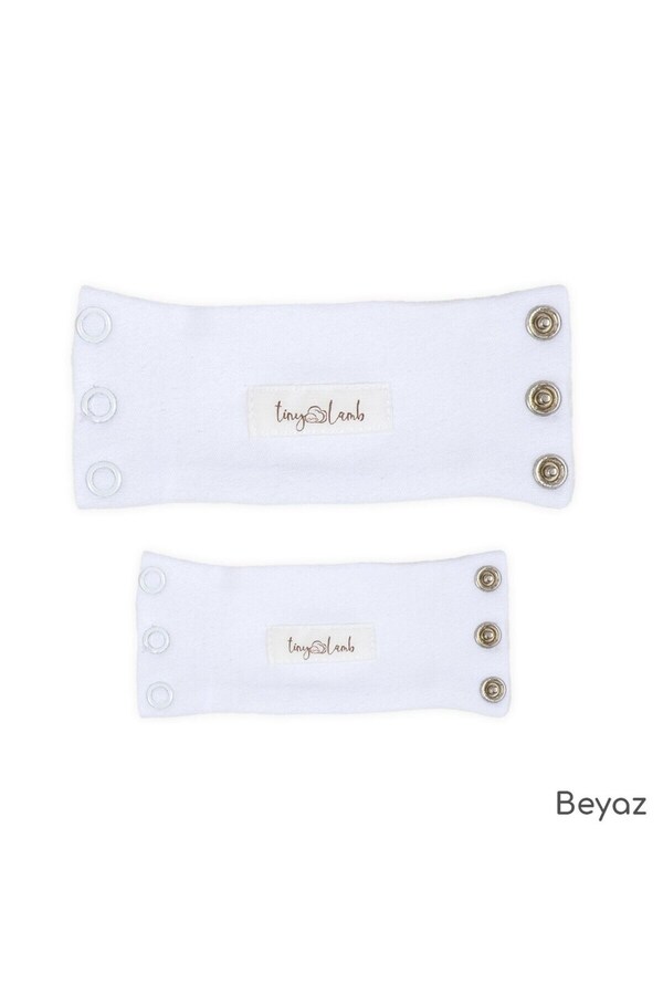 tinylamb Bebek Bodysuit Beyaz Renk Uzatma Aparatı 2 Adet (Kısa ve Uzun) %100 Pamuk (9.5mm çıtçıtlı)