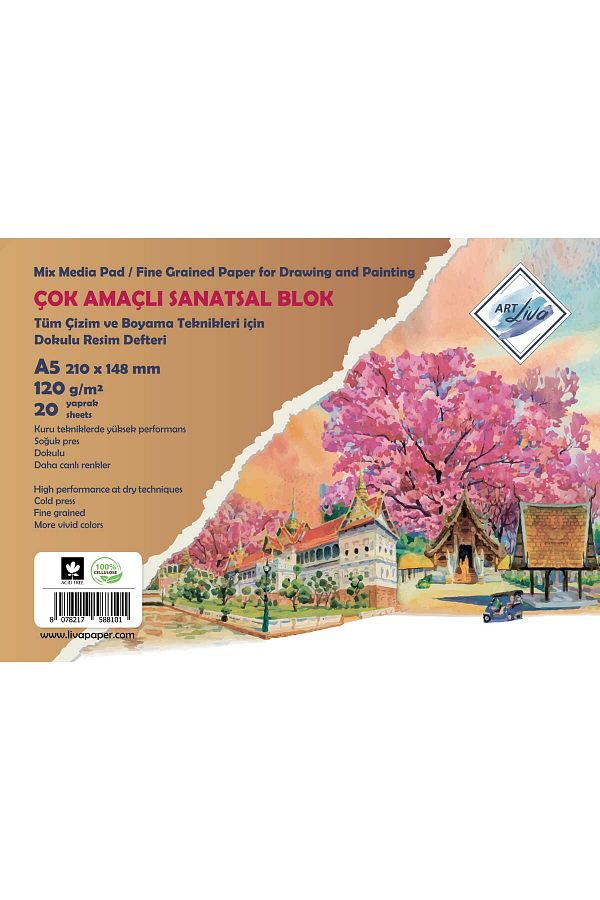 art liva-Artistic Painting Notebook Textured Multi Technic A5 120gr 20yp 1