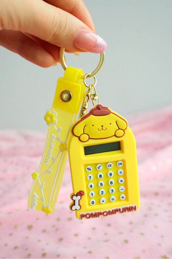 EFBUTİK-Yellow Pompompurin Keychain with Calculator 1