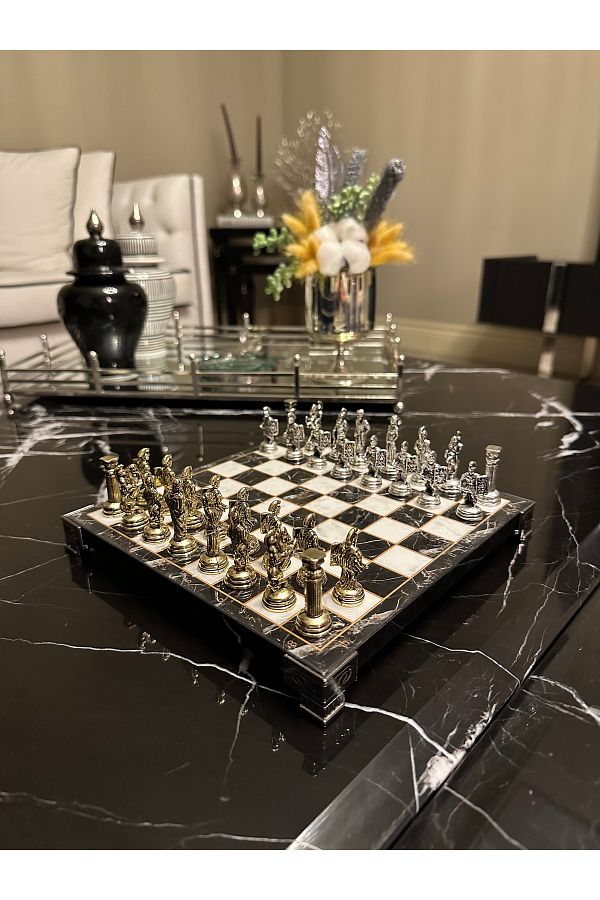 POLO BLUE-Ancient Roman Gladiator Chess Set – 20X20 cm Mini Set Suitable for Decorative & Game 1