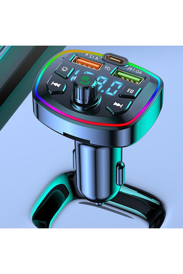 willkey-black Car MP3 Player Bluetooth 5.0 FM Transmitter Handsfree Car Radio Modulator with Built-in Mic US 1