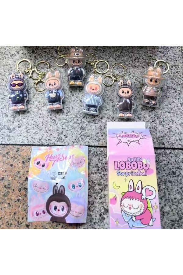 Choice-Random 1pc New Labubu Keychain Blind Box Toys Backpack Pendant With Protective Case Blind Box Hot Ka 1