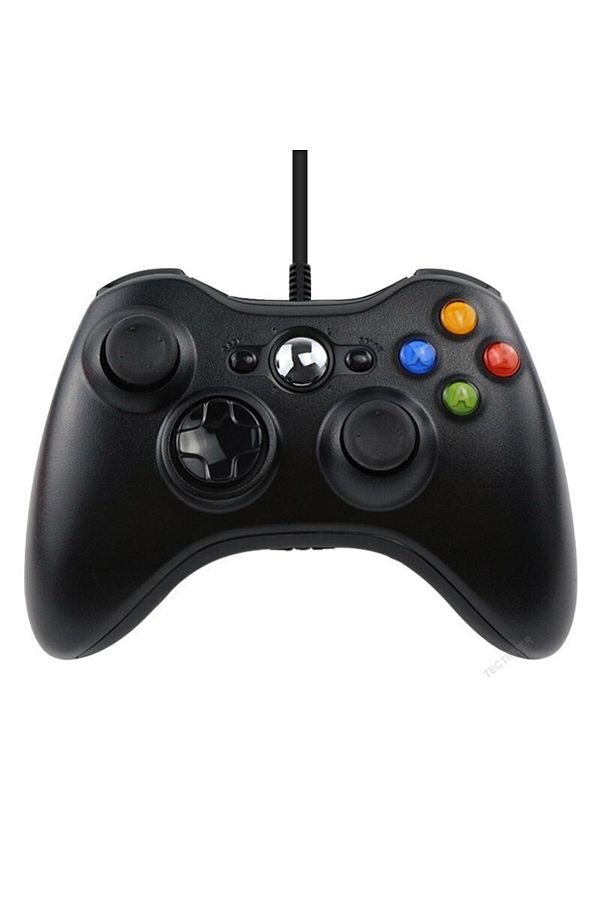 TECTINTER-وحدة تحكم ألعاب سلكية بمنفذ USB باللون الأسود لجهاز Xbox360 Joypad لأجهزة الكمبيوتر التي تعمل بنظام Windows 7/8/10 1