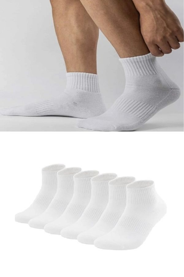 Ozzy Socks-6 أزواج من جوارب التنس القطنية البيضاء بدون شعار للجنسين 1
