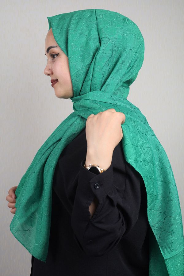 PİRAMİT-Pyramid Monogram Flush Shawl - Pattern-02 - Color-06 1