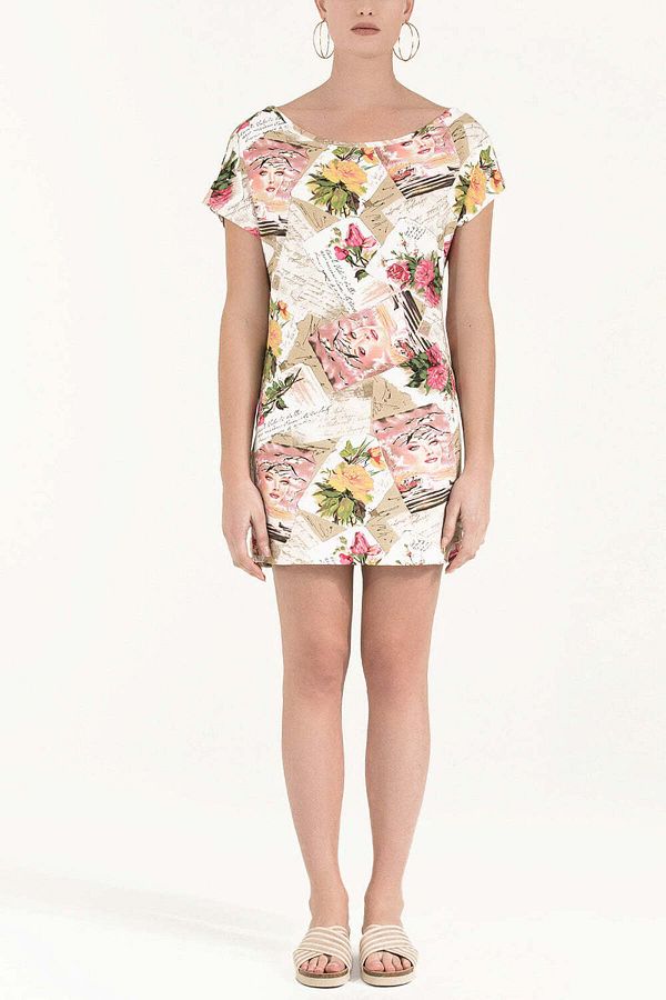 SOCIETA-Efes Studio Fashion – Ecru Pattern Mini Dress 91021 1