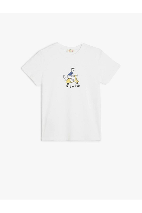 Koton-Cotton Motorcycle Printed Short Sleeve T-Shirt - Crew Neck 1