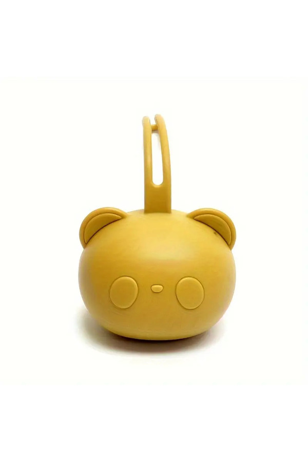 The Cloudish Shop Silikon Emzik Saklama Kutusu Emzik Tutucu Taşınabilir Askılı PANDA Desenli HARDAL