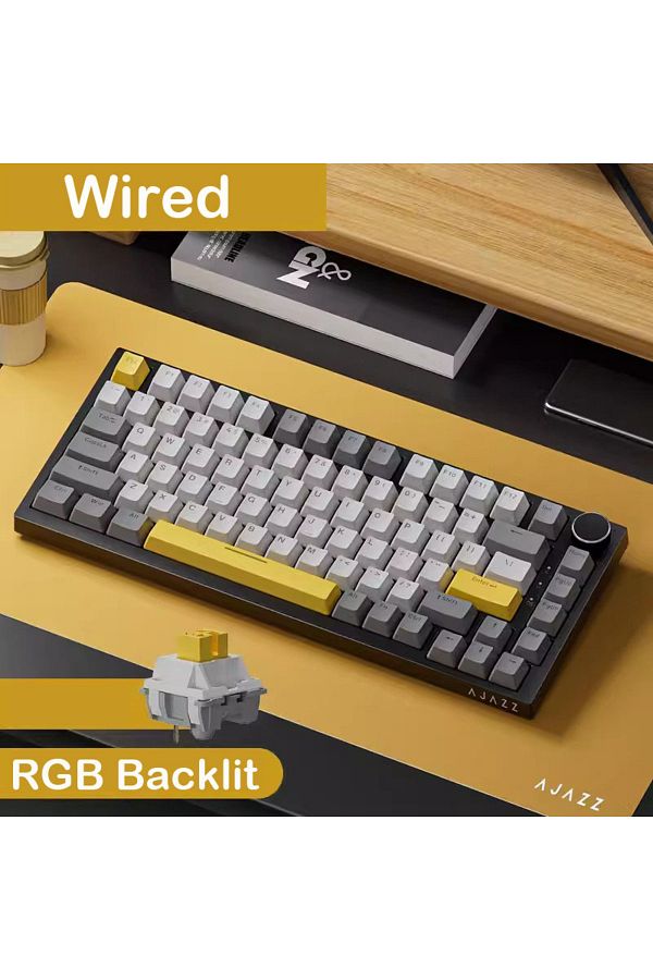 Ajazz-AK820 Gray AJAZZ AK820/AK820Pro Mechanical Keyboard TFT Screen Multifunctional Knob Gaming Keyboard 1