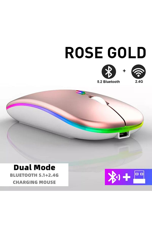 Choice-Dual Mode Wireless Tablet Phone Computer Bluetooth Wireless Mouse Rechargeable RGB Backlight Mice fo 1