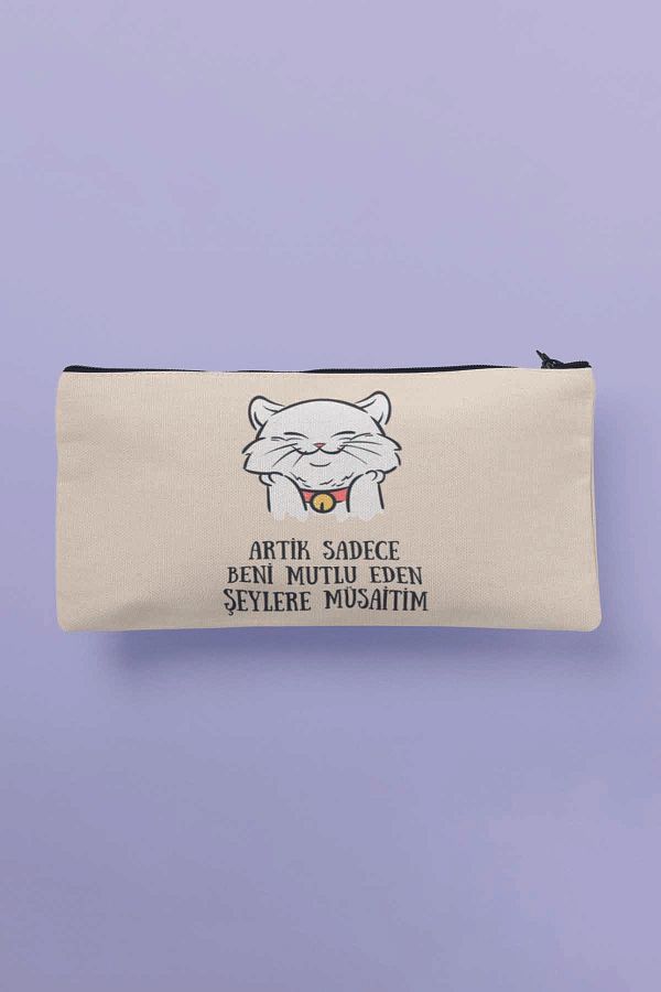 qoeuyl boutique-I'M Only Available for Things That Make Me Happy Printed Cloth Makeup Bag Pen Holder Wallet 1