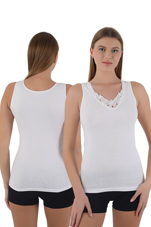 CNT-Women's Thick Strap Lace Cotton Tank Top – Elegance and Comfort Combined 1