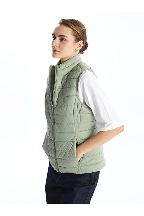 LC Waikiki LCWAIKIKI Damen-Pufferweste mit klassischem Stehkragen