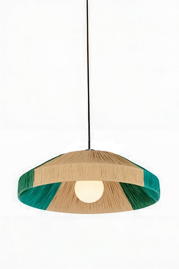 NYLife-Modern Bohemian Rustic Green Double Color Special Chandelier Raffia 1