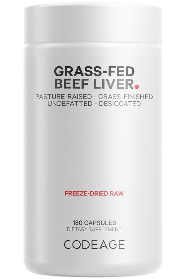 Codeage-Grass Fed Beef Liver Supplement, Freeze Dried, Non-Defatted, Pasture Raised, Non-GMO, 180 Capsules 1