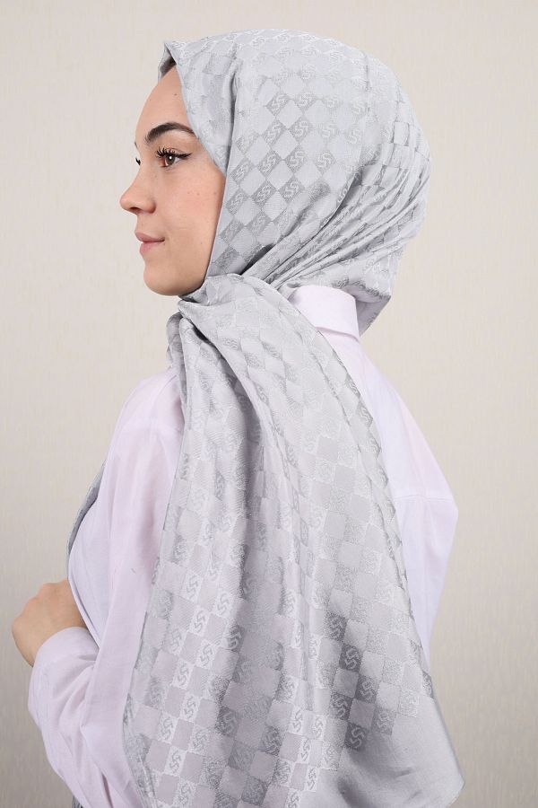 PİRAMİT-Pyramid Self Patterned Monogram Shawl - Pattern-01 - Color-04 1