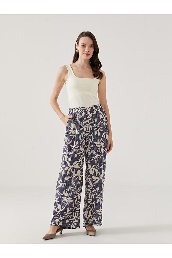 LC Waikiki-Lcw Grace Mixed Elastic Waist Patterned Women's Trousers 1