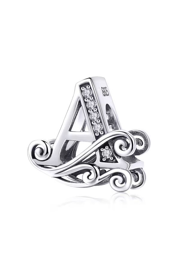 Fubena-Wavy Patterned a Stone Letter Charm 1