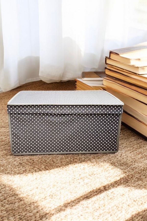 VAYBE-Mega Multi-Purpose Storage Box Box Storage Bag Organized Toy Box Storage Bag Gray Polka Dot Pattern 40x60x30 1