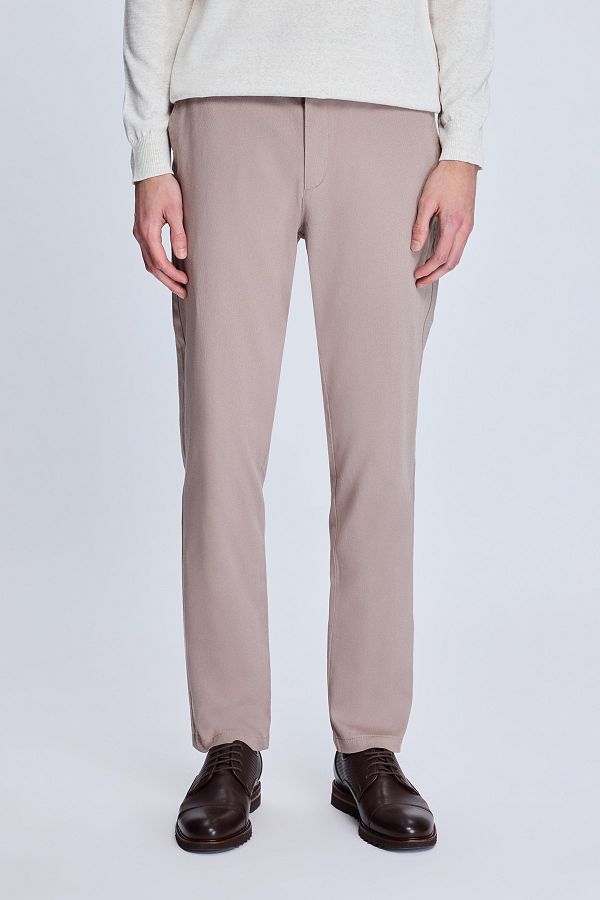 Hatemoğlu-Beige Dynamic Fit Patterned Casual Jogger Trousers with Side Pockets 1
