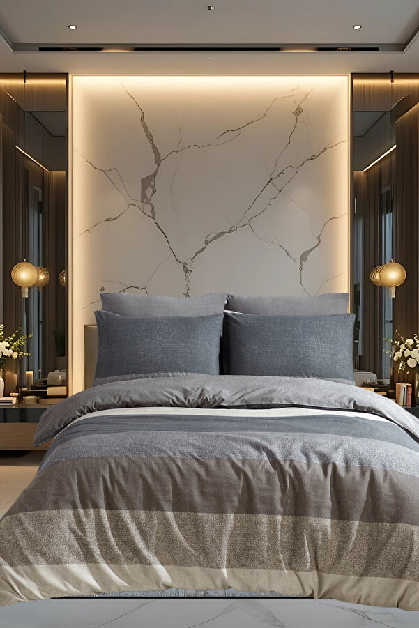 conzaliza Çift Kişilik Lastikli Çarşaflı Pamuklu Nevresim Takımı | Tam Takım