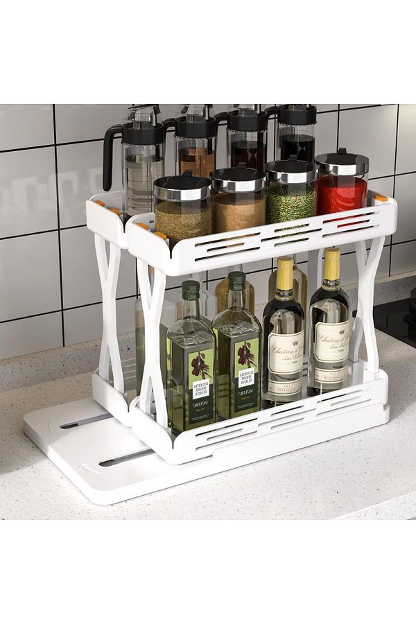 Generic-Oxilian Spice Rack Organizer, Slide & Rotate Kitchen Organizers and Storage, 2 Double-Decker Shelve 1