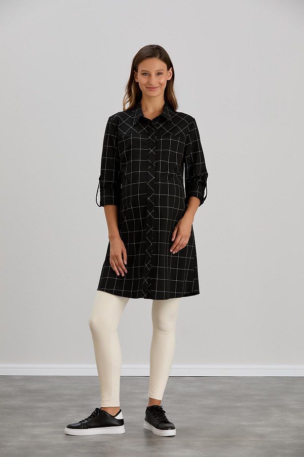Işşıl-Işil 4547 - Maternity Plaid Clothing Shirt-Tunika Bias Cut 1