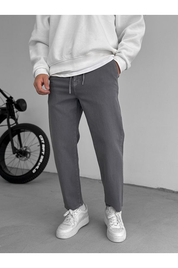 BYBASICMAN-Smoked Textured Basic Cotton Trousers Res-1077 1
