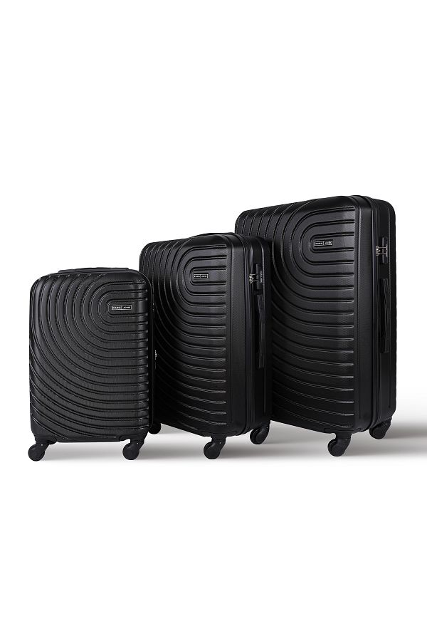 PARAJOHN-Spiral Set of 3 ABS Hard Case Luggage Trolley Bag with 4 Spinner Wheels & Lock 1