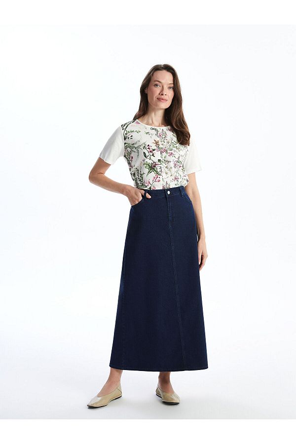 LC Waikiki-Standard Fit Women's Jean Skirt 1