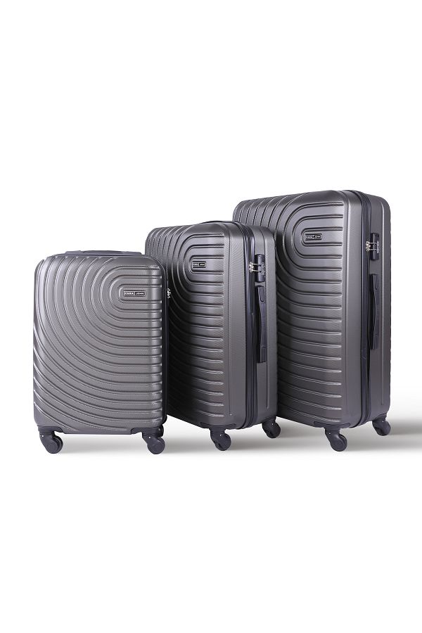 PARAJOHN-Spiral Set of 3 ABS Hard Case Luggage Trolley Bag with 4 Spinner Wheels & Lock 1