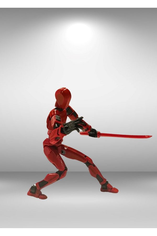 HobiHub-Movable Action Figure Red Black – T13 / Titan 13 Dummy, Including Katana 1
