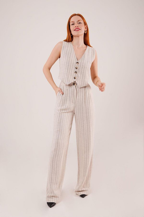 JANES-Vest and Trousers - Black Striped Double Suit 1