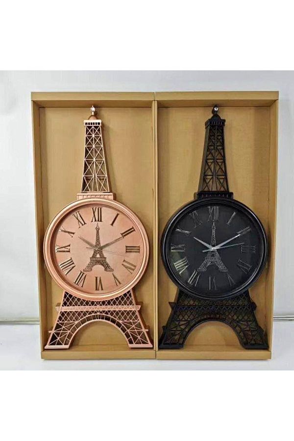 Generic-Plastic wall clock with glass in the shape of the Eiffel Tower, available in two colors: black and copper 1