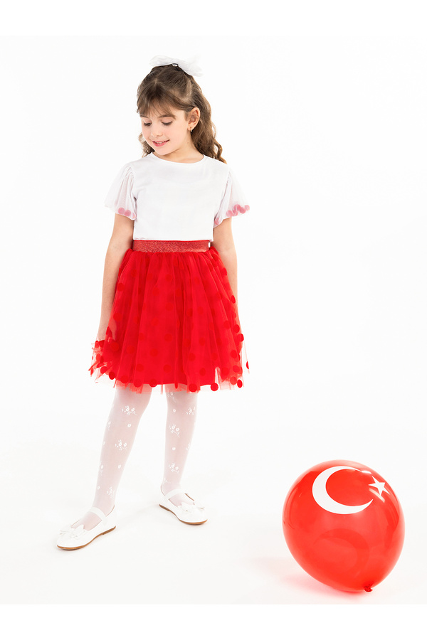Civil Girls-Girl's T-Shirt 4-9 Years White-Red 1