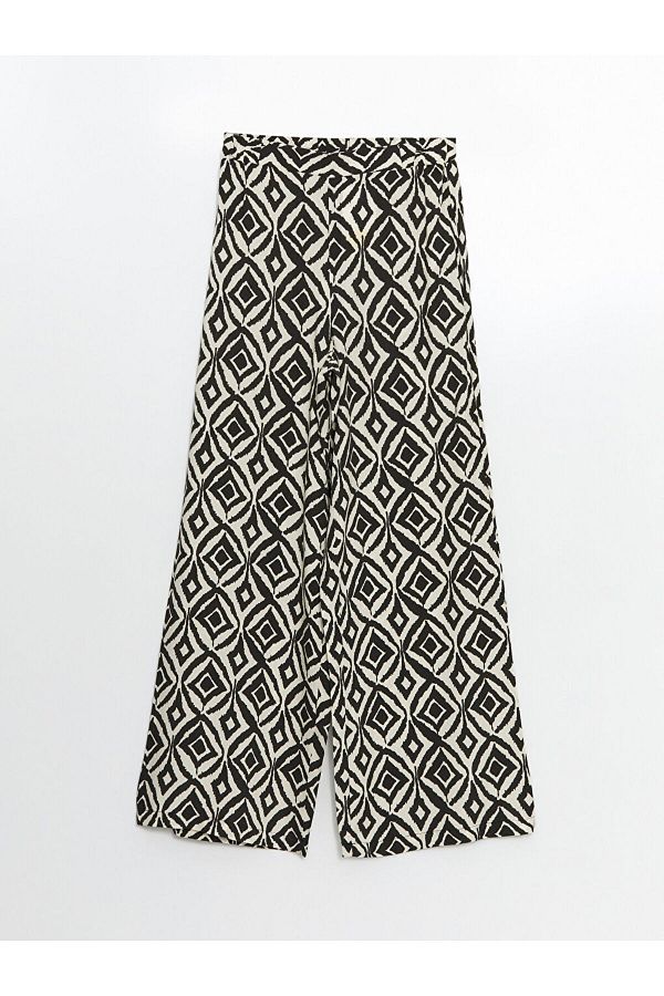 LC Waikiki-Patterned Women's Trousers with Elastic Waist 1