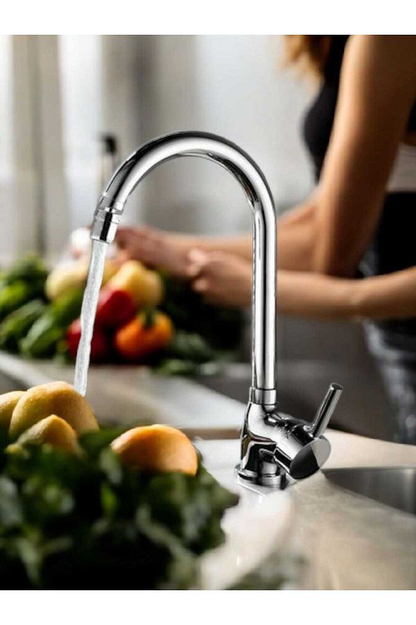 HMS-Aqua Brass Kitchen Sink Faucet with Movable Head (Brass Parts) 1