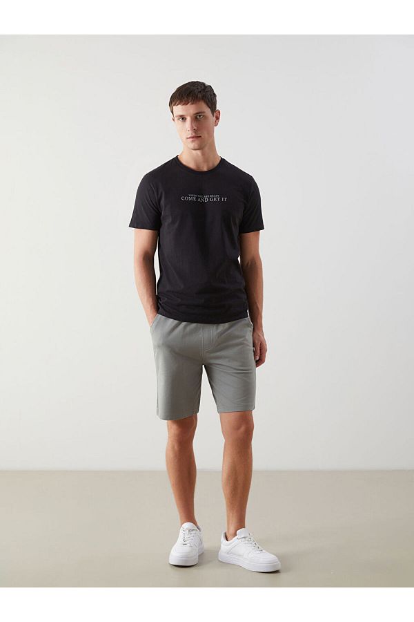 LC Waikiki-Ανδρικό σορτς μικροκατευθυνόμενο χακί Standard Fit 1