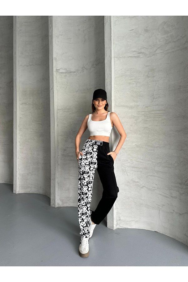 RPT MODA-Digital Printed Double Color Patterned Comfortable High Waist Jogger Bottom Tracksuit 1