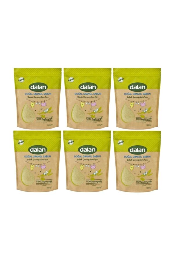 Dalan Doğal Granül Sabun Tozu 1Kg Bebekler İçin %100 Zeytinyağlı (6 Lı Set)
