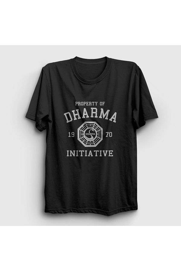 Presmono-Dharma Initiative Unisex Black Lost T-Shirt - 439850 tt 1