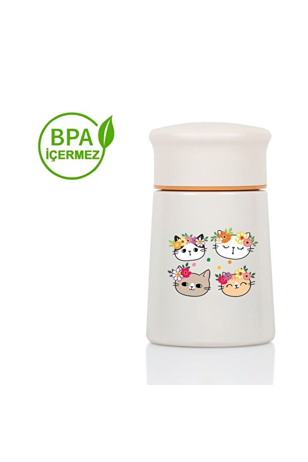 HOPEFUL DESİGN HOPEFUL DESİNGN KEDİ 280ML Bebek Mama Saklama Termosu Paslanmaz Çelik Termos