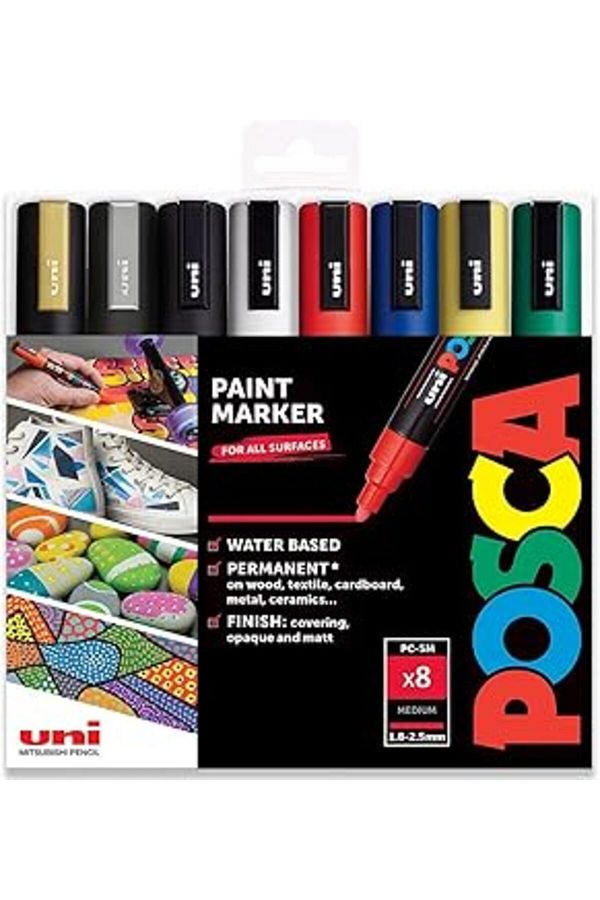 Mu Art-Posca - Pc-5M - Paint Marker Art Pens - 1.8-2.5mm - 8 "Basic Set in Gift Box 1