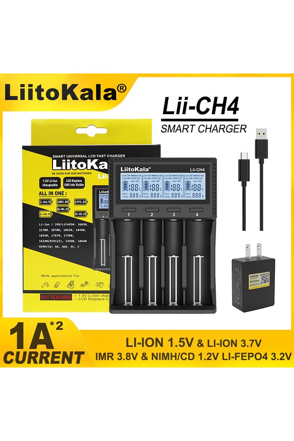 liitokala-LII-CH4 and 5V2A US LiitoKala Lii-M4 Lii-CH4 18650 Charger LCD Display Universal Smart Charger Test 1