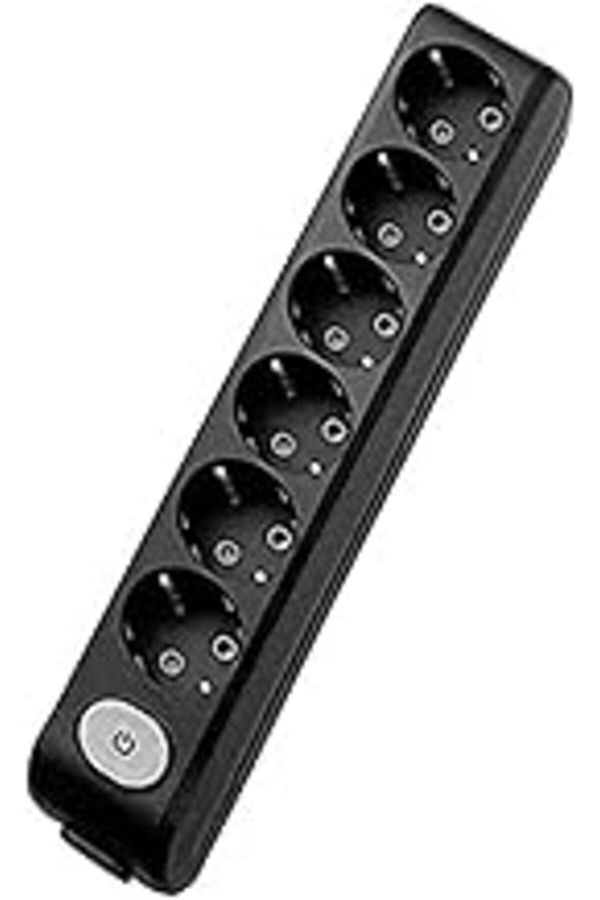 Mu Art-Multi-Let Black Six Socket Switched Ground Terminal Block Protected 1