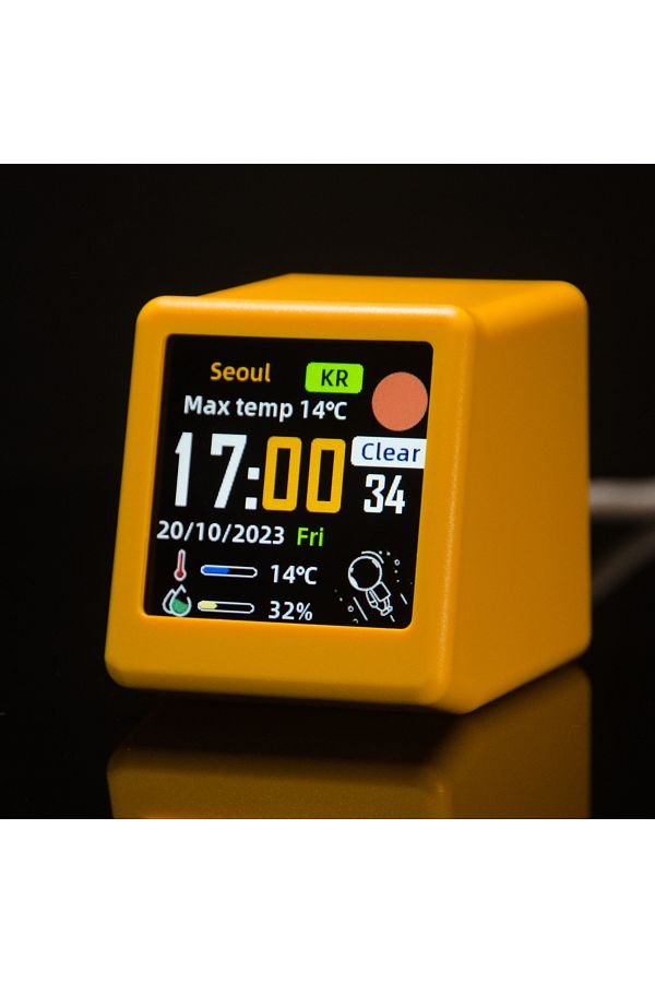 Choice-Ultra-yellow Super Cool Mini Wifi Desktop Weather Digital Clock Station With Ips Lcd Screen Gadget F 1