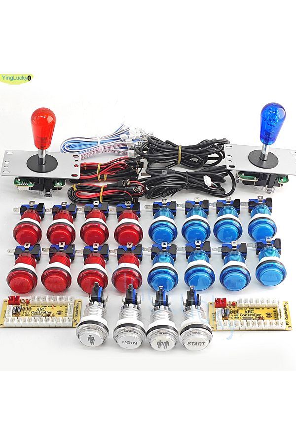 Choice-2 Player-red-blue 2 Player Diy Arcade Game Kit For Pc Raspberry Pi With Led Push Buttons American St 1