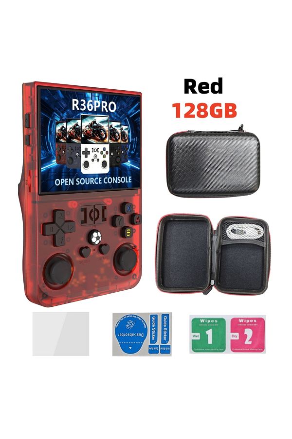 Choice-Red 128gb Open Source R36 Pro Retro Handheld Video Game Console Linux System 3.5 Inch Ips Screen Por 1