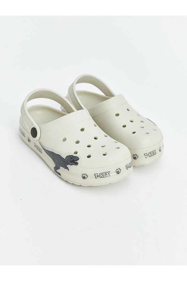 LC Waikiki-Lcw Steps Beige Dinosaur Printed Boys' Beach Sandals 1